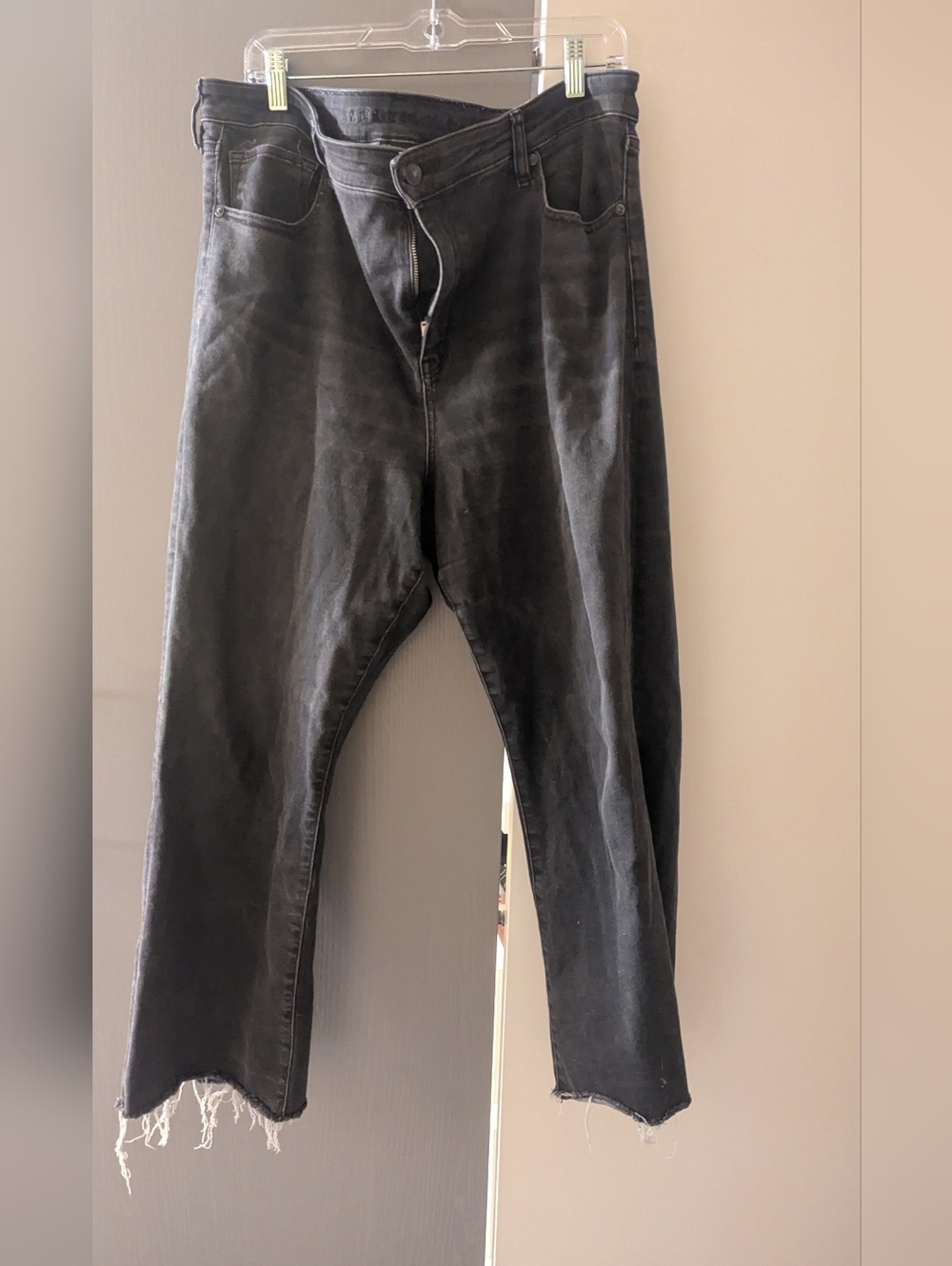 AE High Waisted Kick Boot Crop Black Washed Jeans 18w